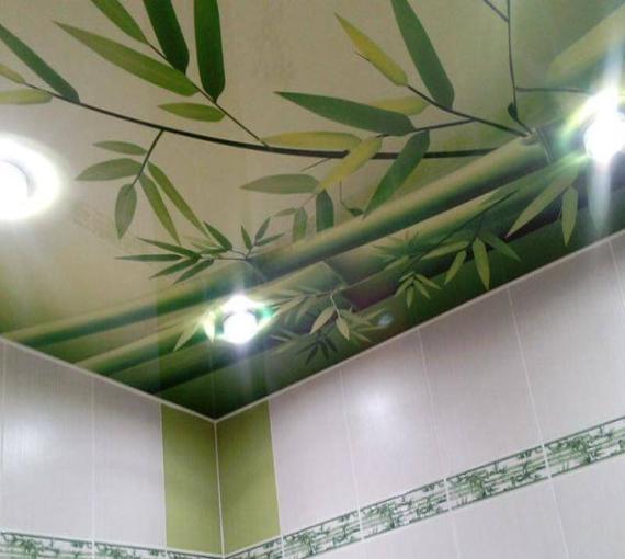 Потолок с рисунком в ванной 15 кв.м