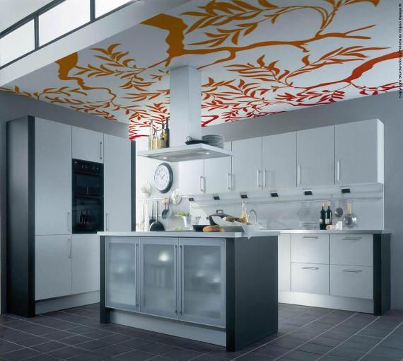 Потолок с рисунком для кухни